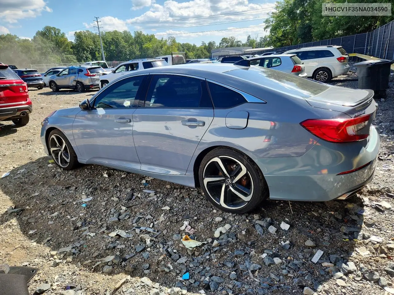 2022 HONDA ACCORD VIN 1HGCV1F35NA034590 — фото 2