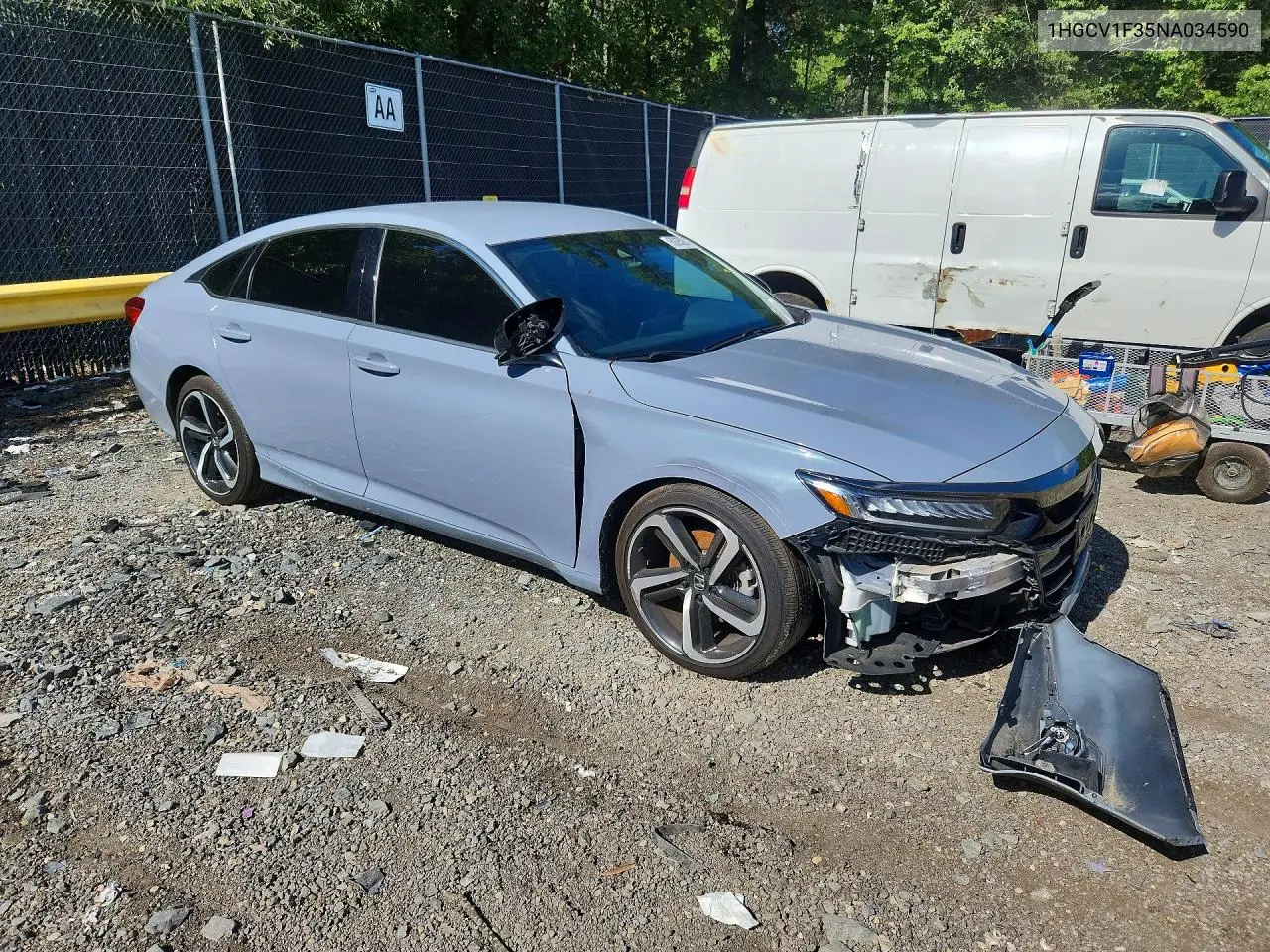 2022 HONDA ACCORD VIN 1HGCV1F35NA034590 — фото 4