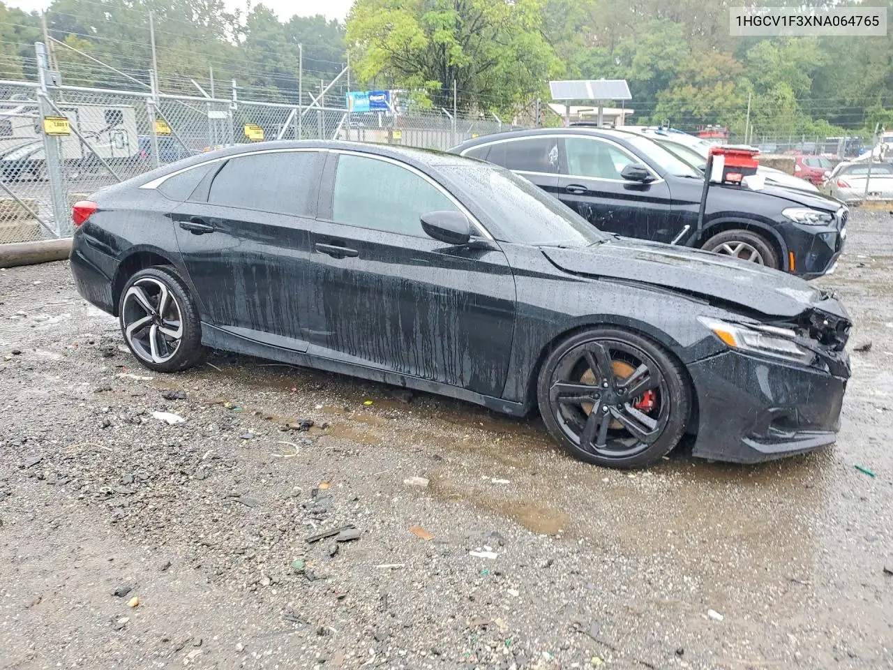 2022 HONDA ACCORD VIN 1HGCV1F3XNA064765 — фото 4