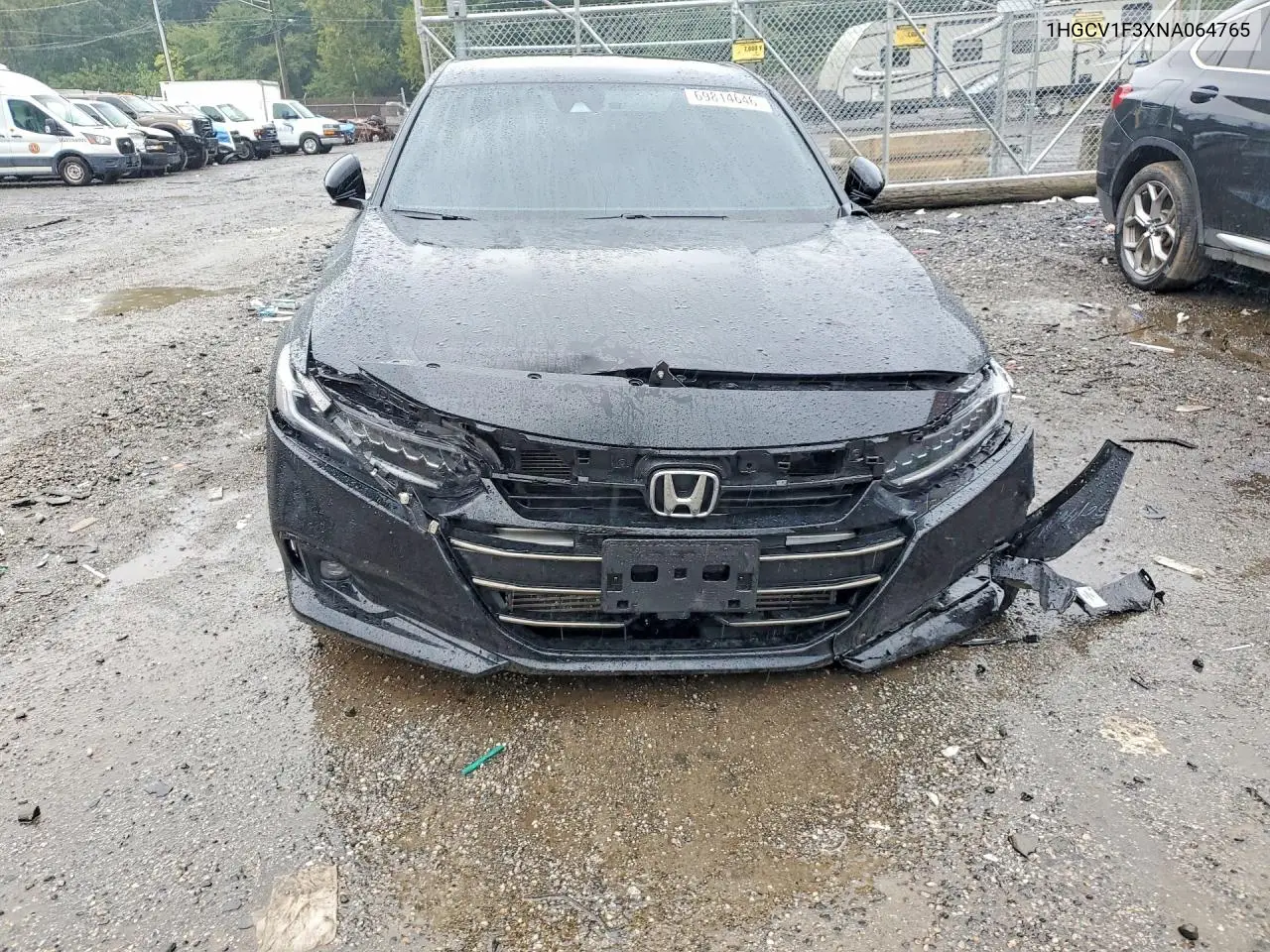 2022 HONDA ACCORD VIN 1HGCV1F3XNA064765 — фото 5