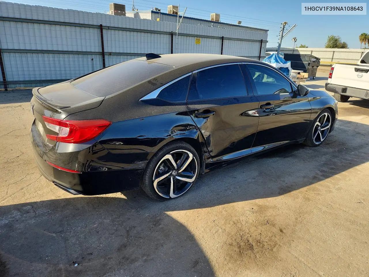 2022 HONDA ACCORD VIN 1HGCV1F39NA108643 — фото 3