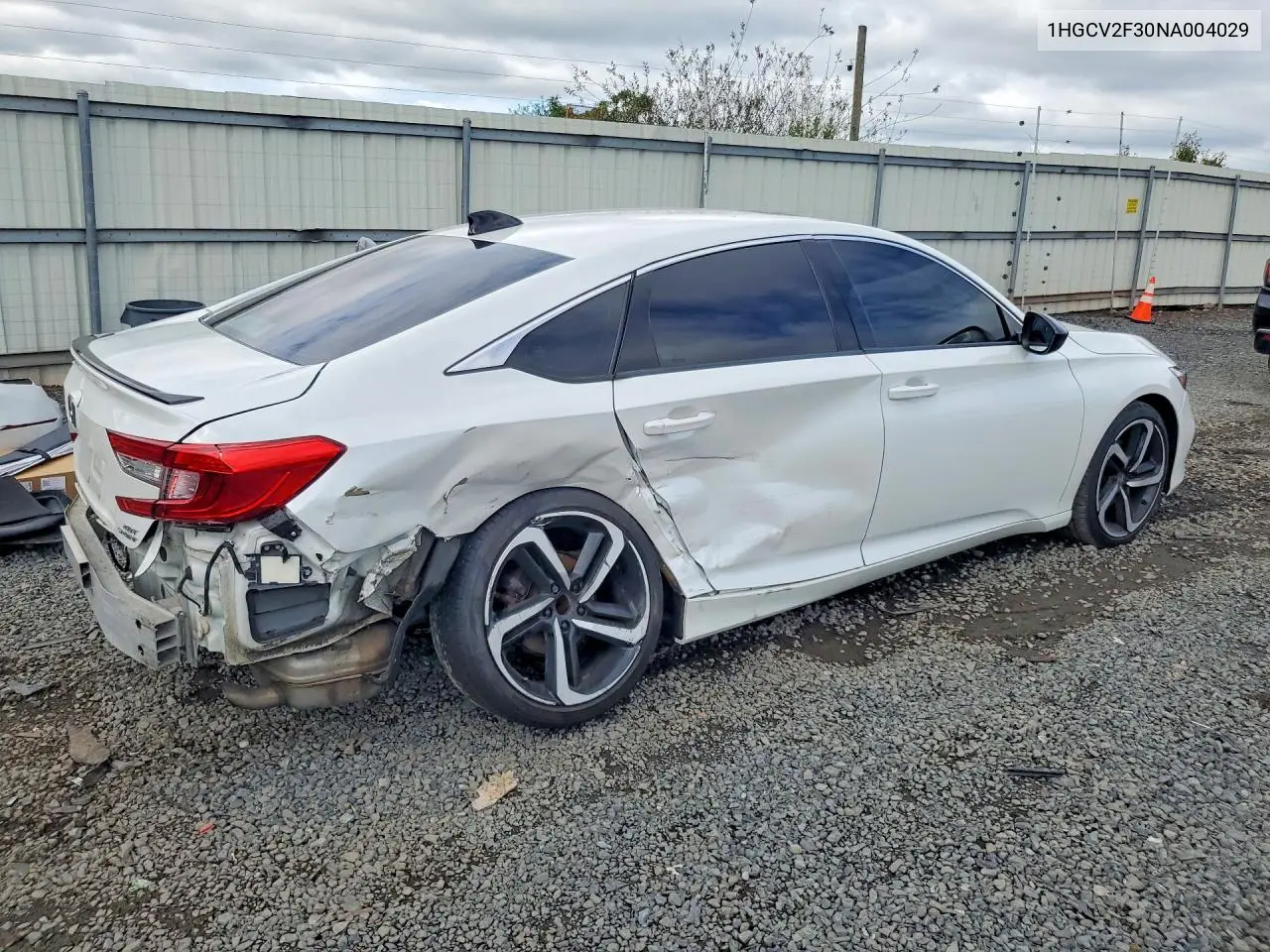 2022 HONDA ACCORD VIN 1HGCV2F30NA004029 — фото 3