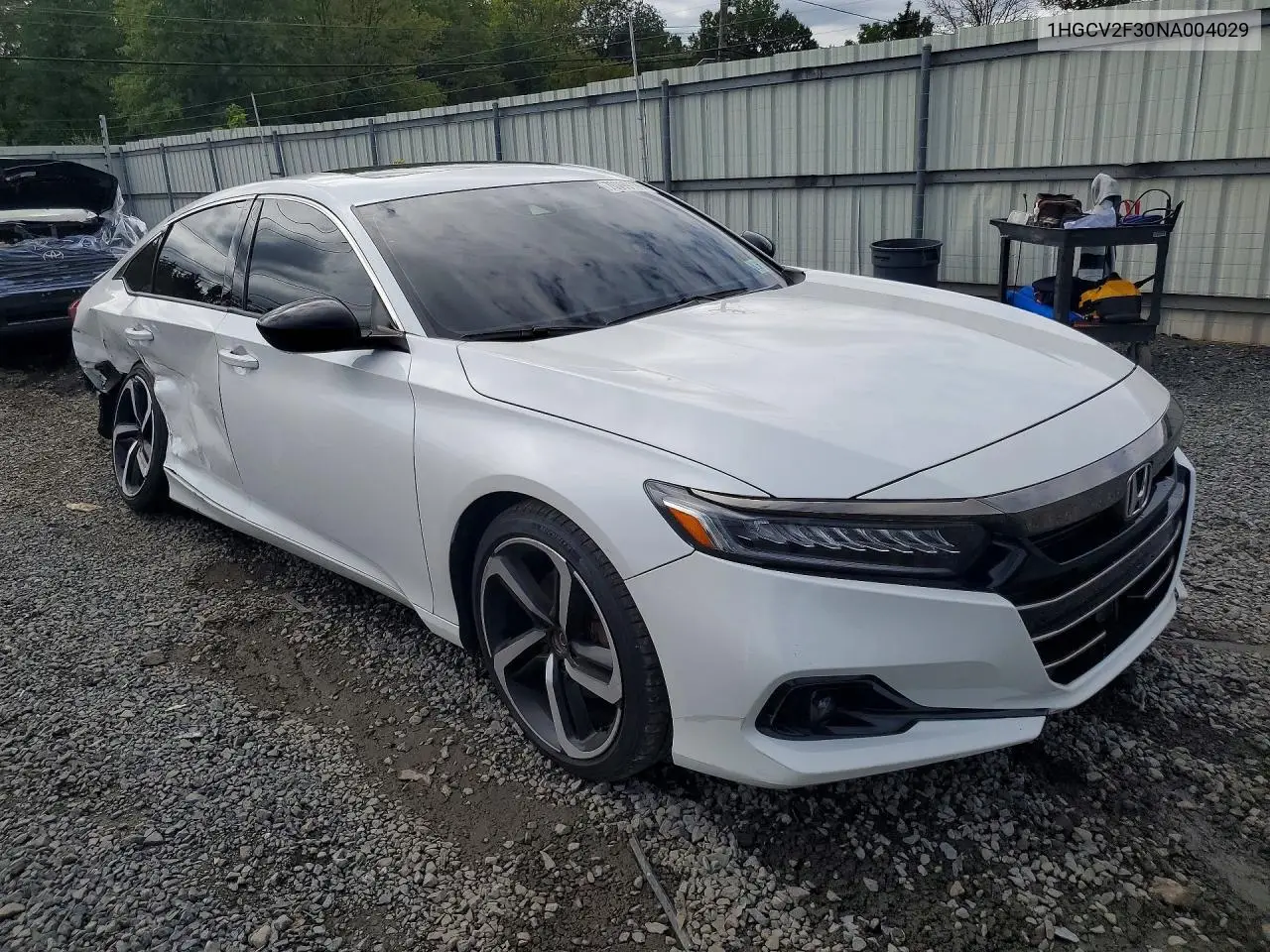 2022 HONDA ACCORD VIN 1HGCV2F30NA004029 — фото 4