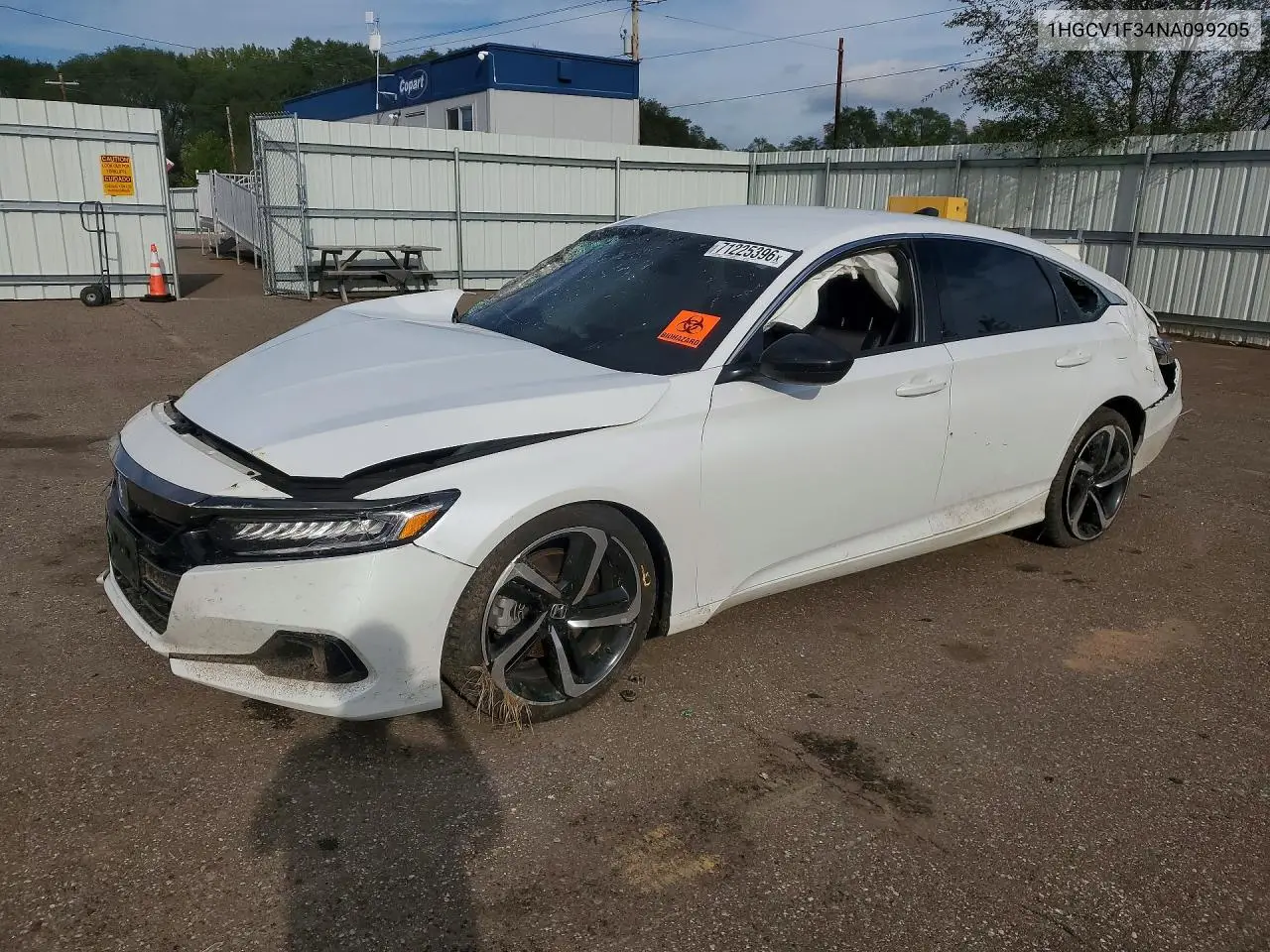 HONDA ACCORD 2022, VIN 1HGCV1F34NA099205