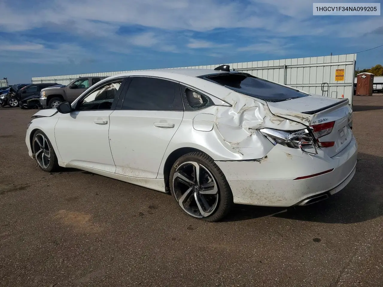 2022 HONDA ACCORD VIN 1HGCV1F34NA099205 — фото 2