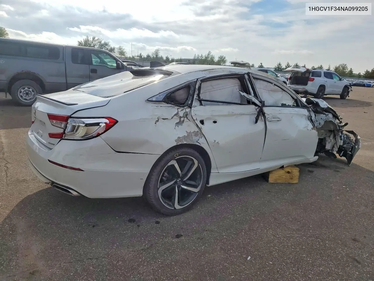 2022 HONDA ACCORD VIN 1HGCV1F34NA099205 — фото 3