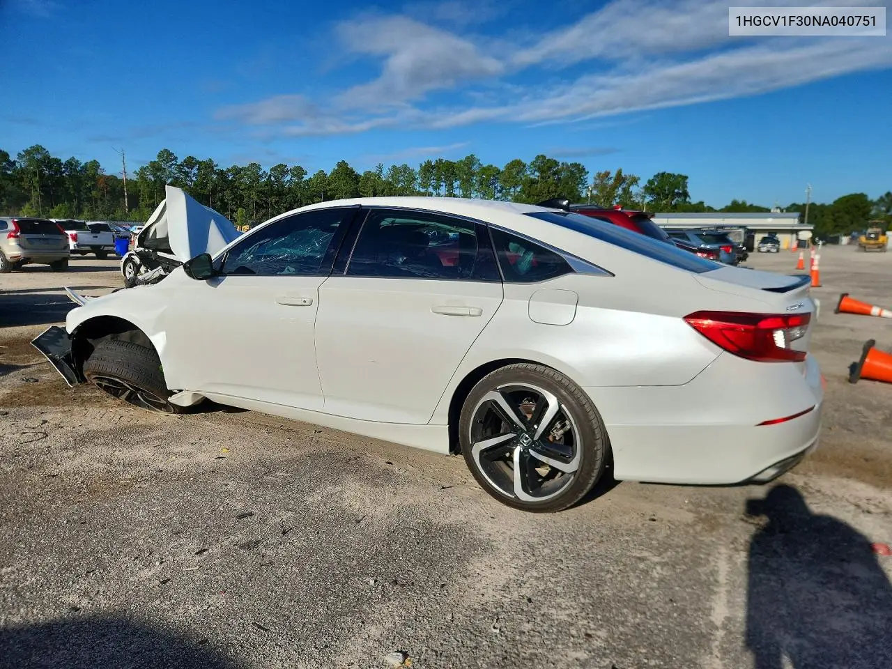 2022 HONDA ACCORD VIN 1HGCV1F30NA040751 — фото 2