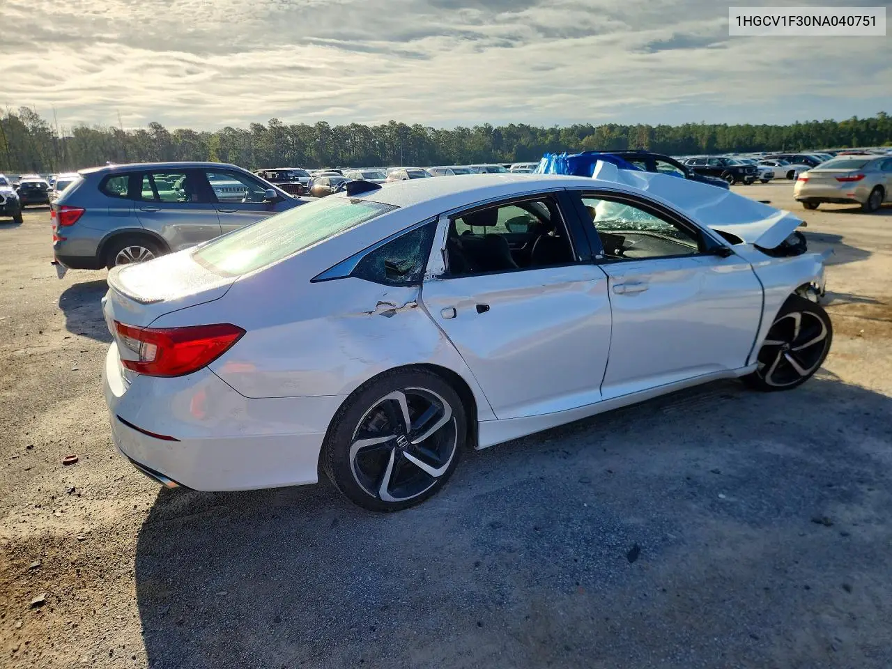 2022 HONDA ACCORD VIN 1HGCV1F30NA040751 — фото 3