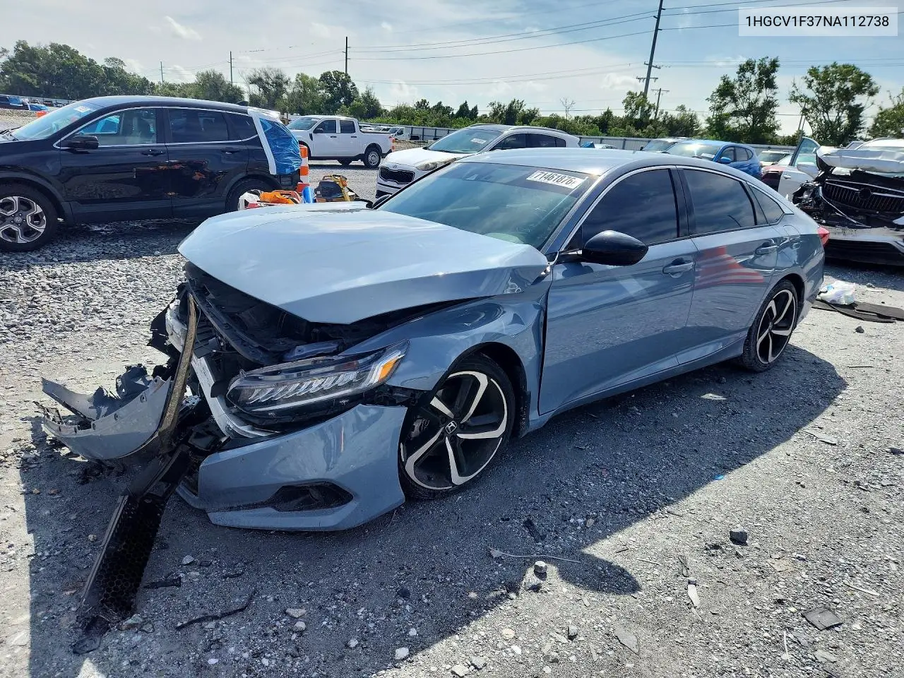 HONDA ACCORD 2022, VIN 1HGCV1F37NA112738