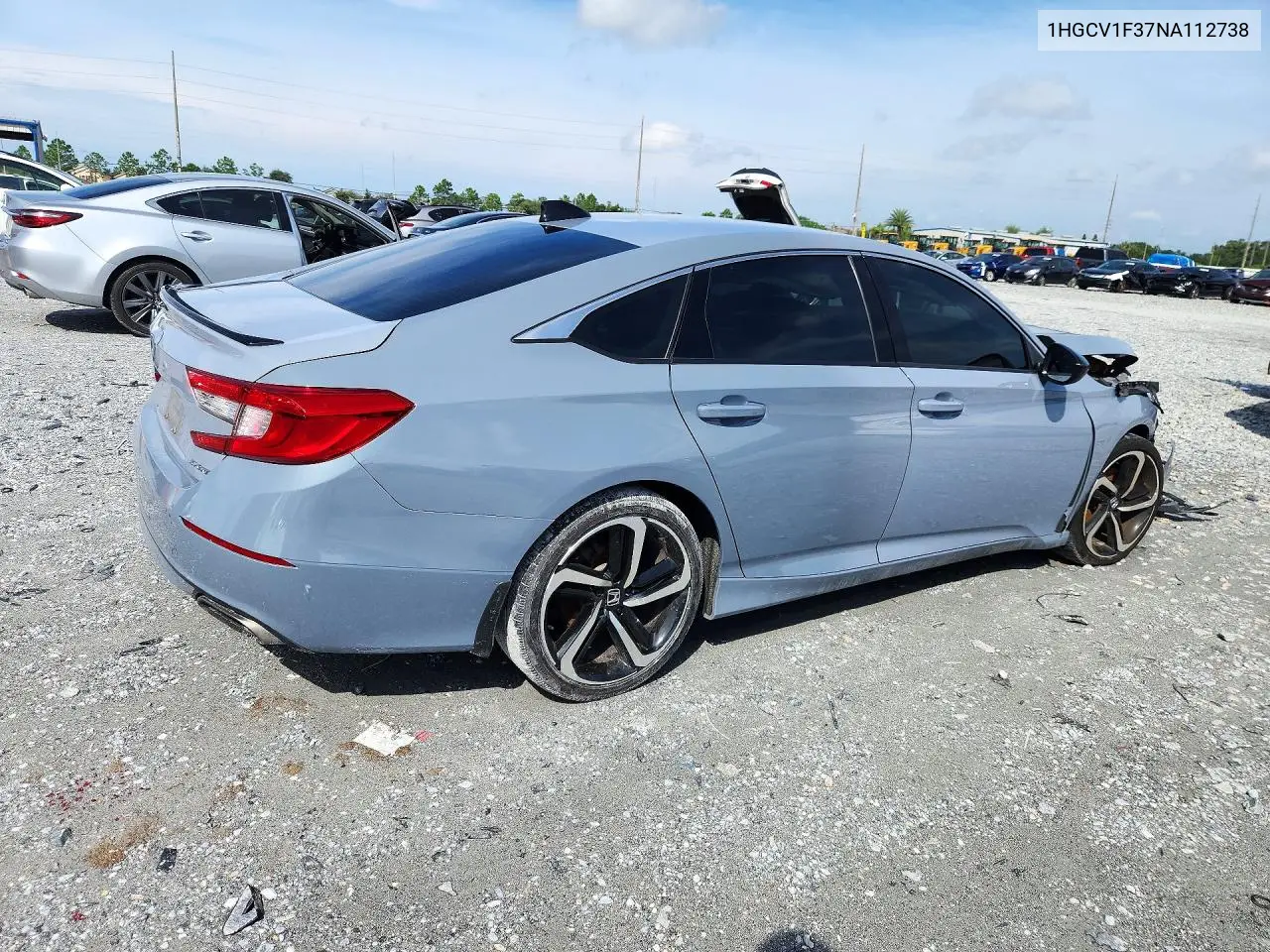 2022 HONDA ACCORD VIN 1HGCV1F37NA112738 — фото 3