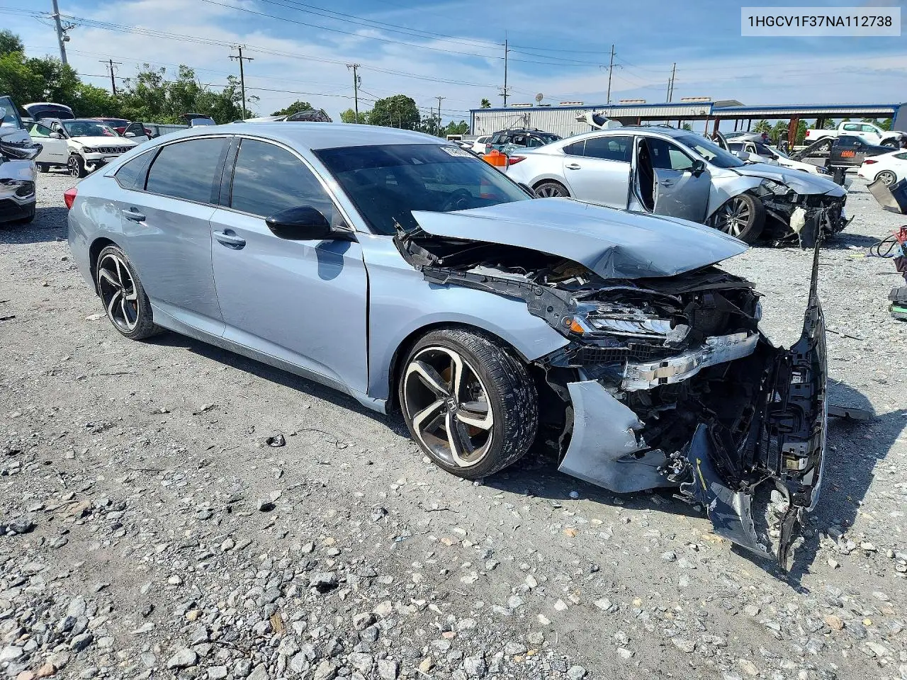 2022 HONDA ACCORD VIN 1HGCV1F37NA112738 — фото 4