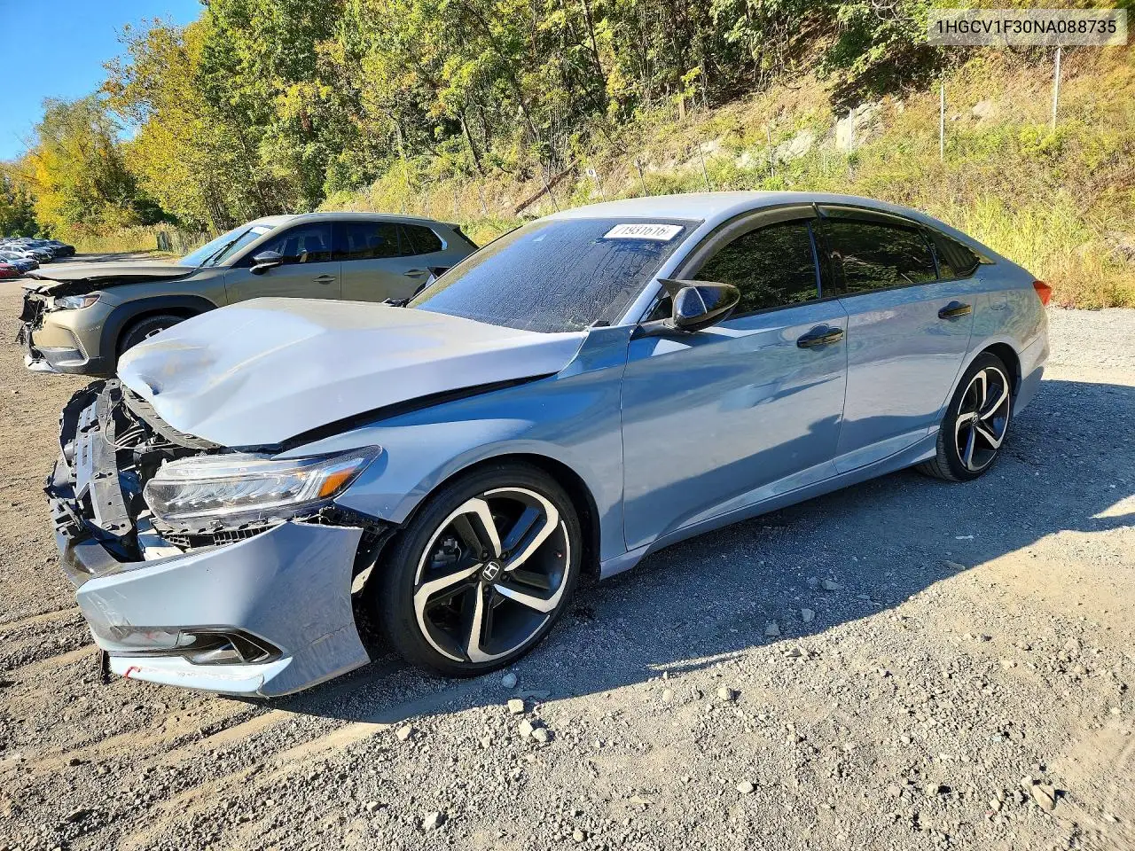 HONDA ACCORD 2022, VIN 1HGCV1F30NA088735