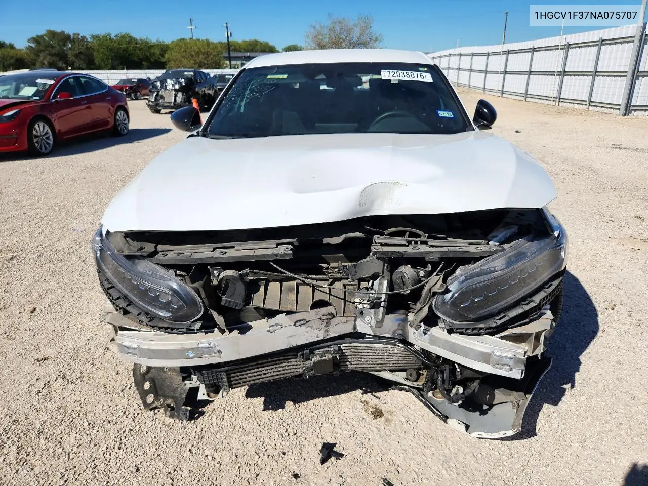 2022 HONDA ACCORD VIN 1HGCV1F37NA075707 — фото 5