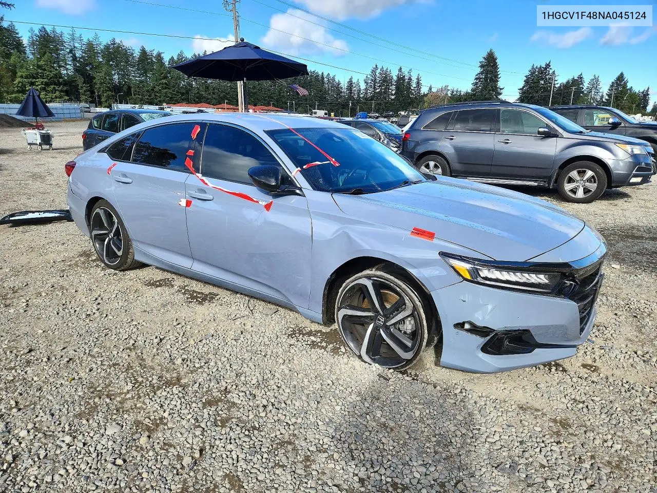 2022 HONDA ACCORD VIN 1HGCV1F48NA045124 — фото 4