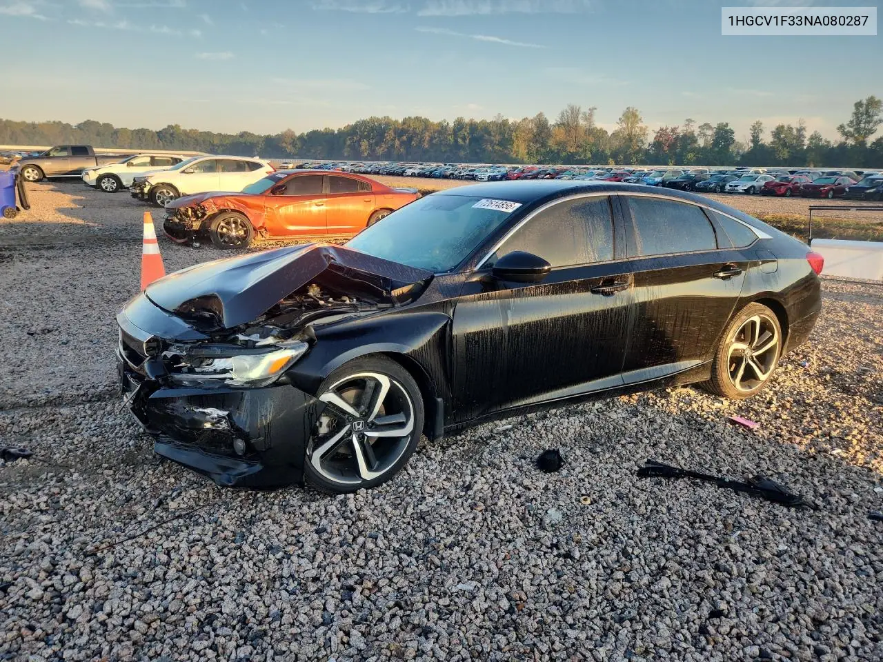 HONDA ACCORD 2022, VIN 1HGCV1F33NA080287