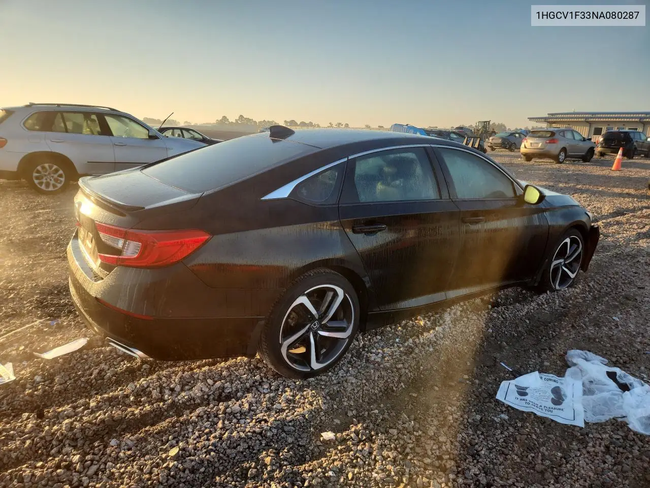 2022 HONDA ACCORD VIN 1HGCV1F33NA080287 — фото 3