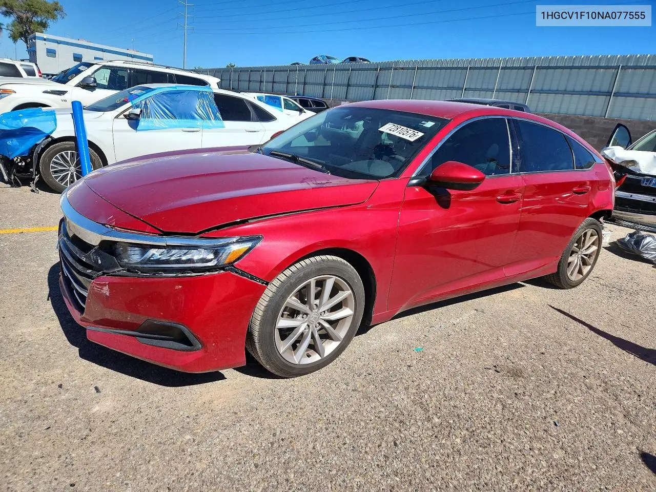 HONDA ACCORD 2022, VIN 1HGCV1F10NA077555