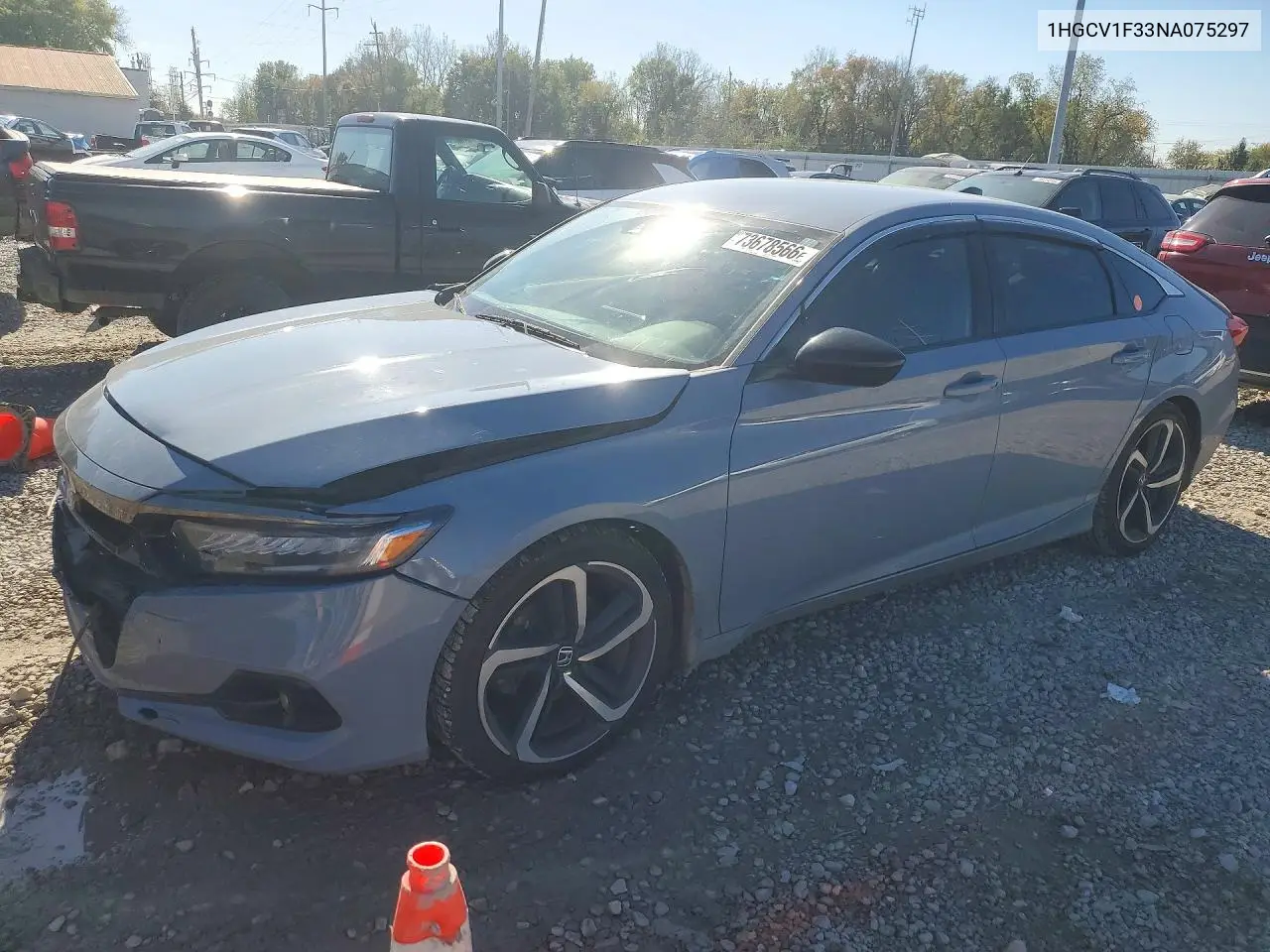 HONDA ACCORD 2022, VIN 1HGCV1F33NA075297