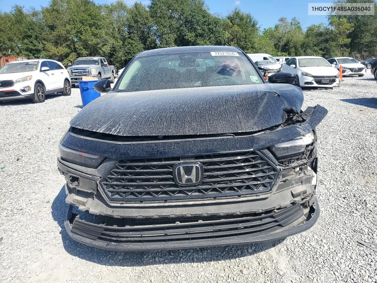 2025 HONDA ACCORD VIN 1HGCY1F48SA036040 — фото 5