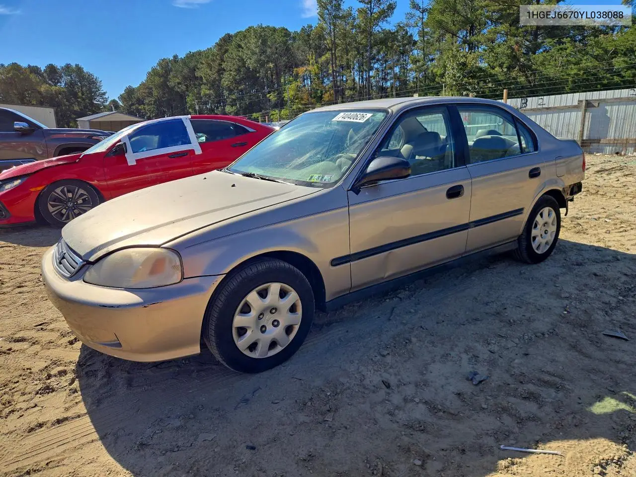 HONDA CIVIC 2000, VIN 1HGEJ6670YL038088