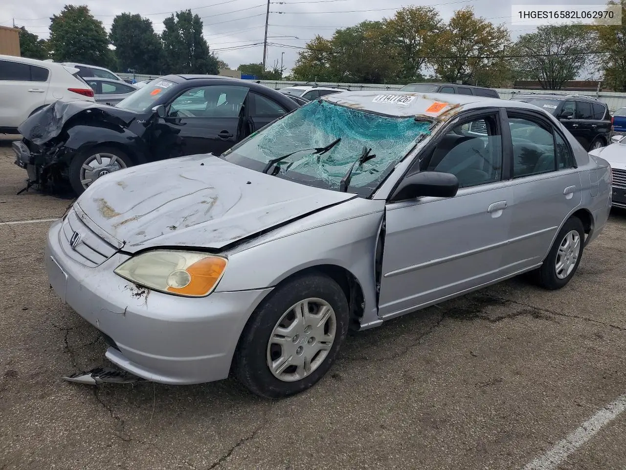 HONDA CIVIC 2002, VIN 1HGES16582L062970