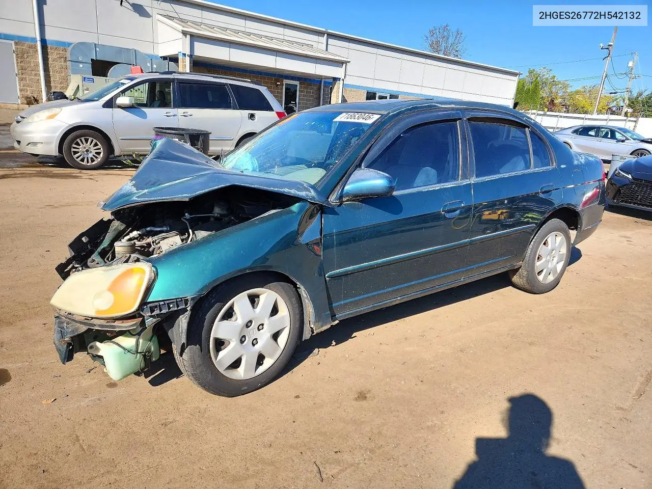 HONDA CIVIC 2002, VIN 2HGES26772H542132