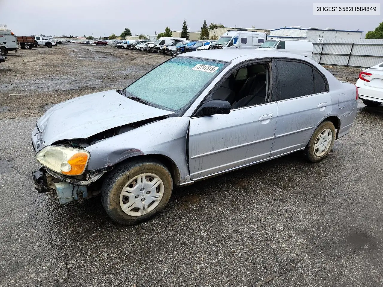HONDA CIVIC 2002, VIN 2HGES16582H584849
