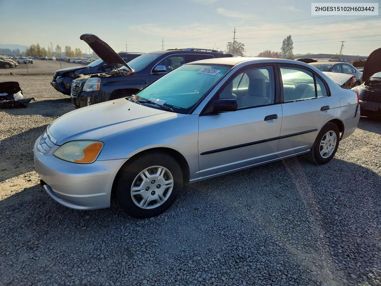 HONDA CIVIC 2002, VIN 2HGES15102H603442