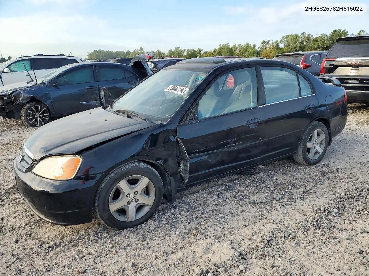 HONDA CIVIC 2002, VIN 2HGES26782H515022