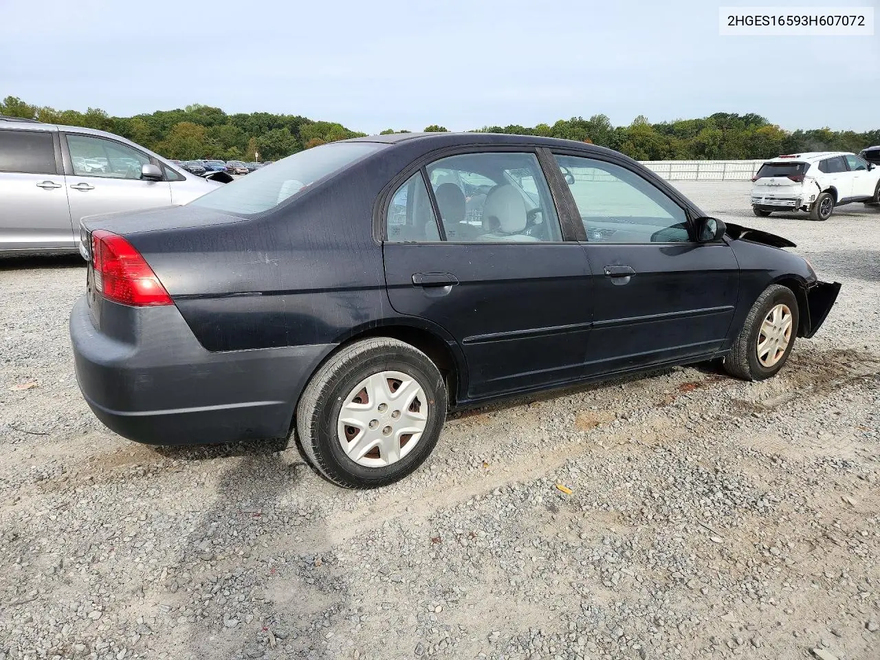 2003 HONDA CIVIC VIN 2HGES16593H607072 — фото 3