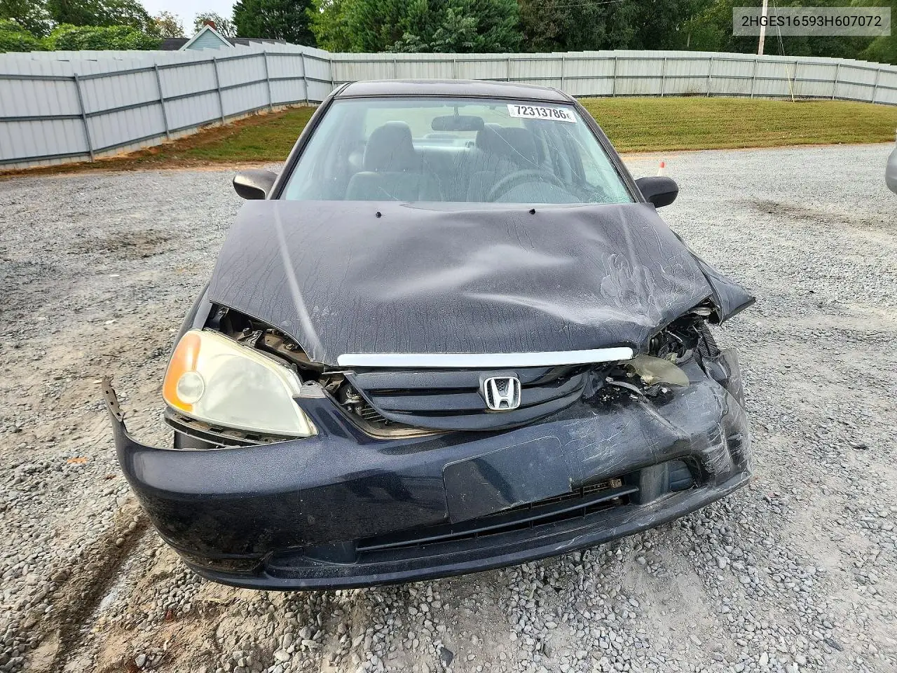 2003 HONDA CIVIC VIN 2HGES16593H607072 — фото 5