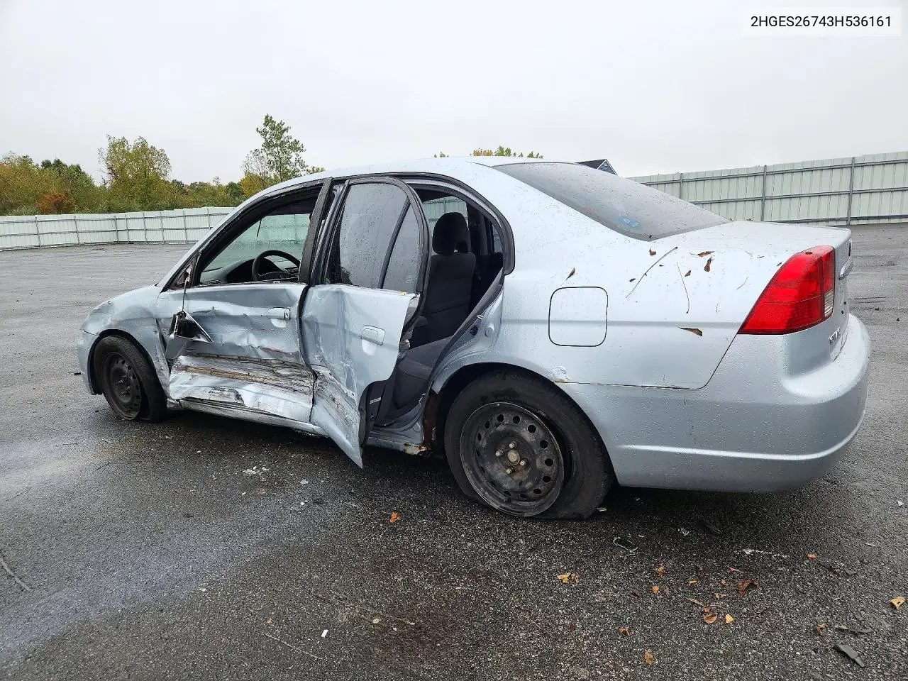 2003 HONDA CIVIC VIN 2HGES26743H536161 — фото 2