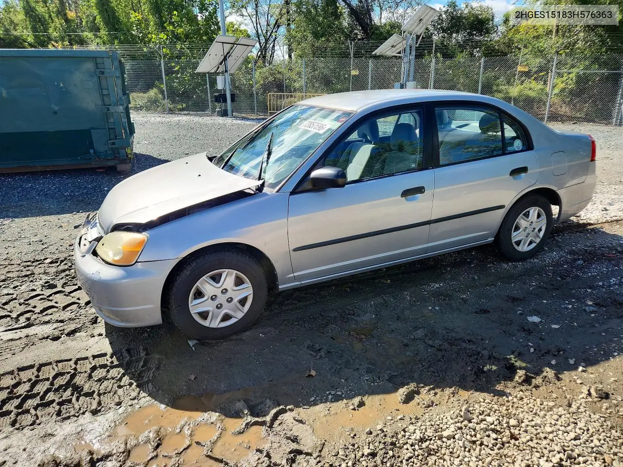 HONDA CIVIC 2003, VIN 2HGES15183H576363
