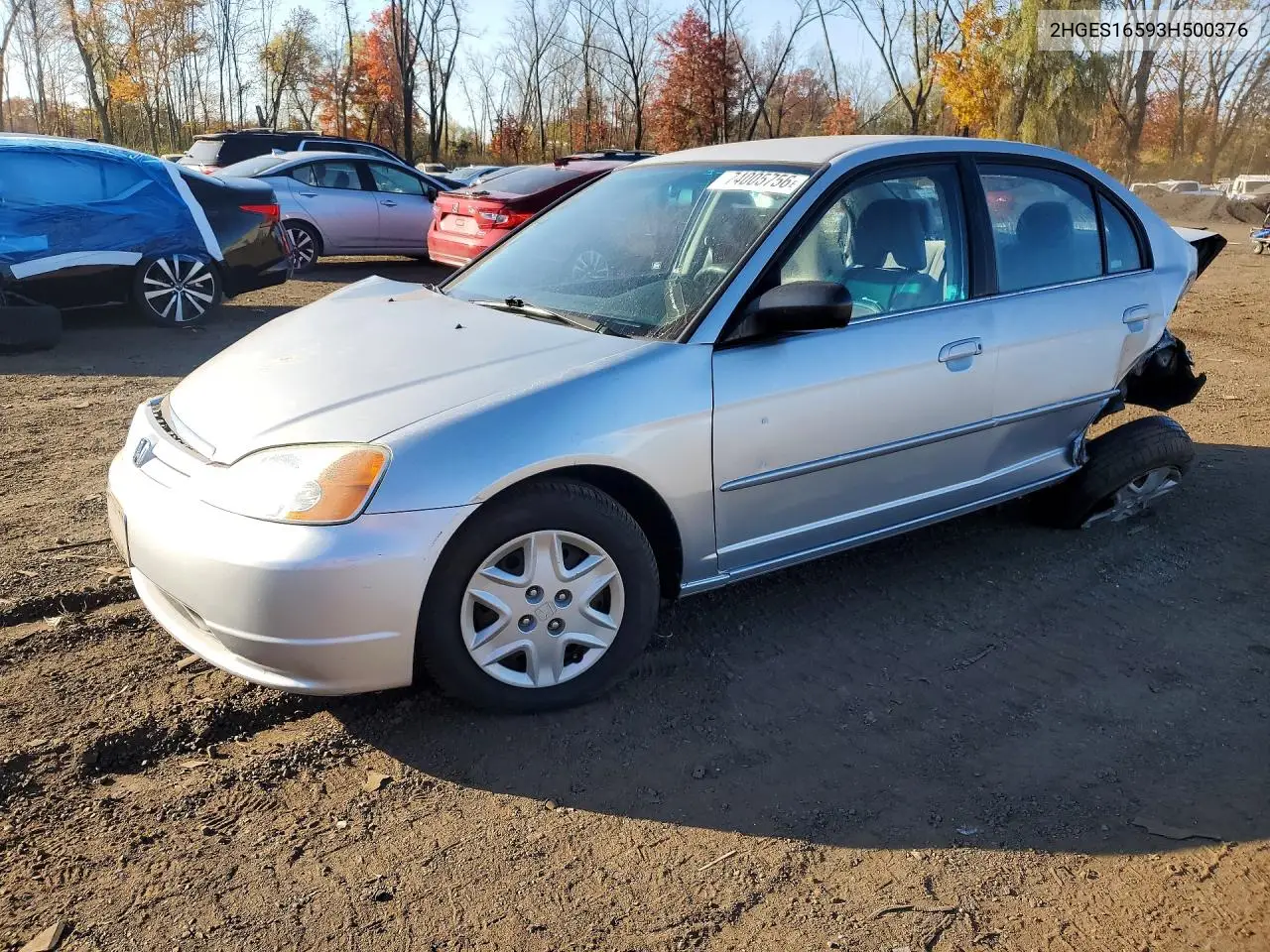 HONDA CIVIC 2003, VIN 2HGES16593H500376