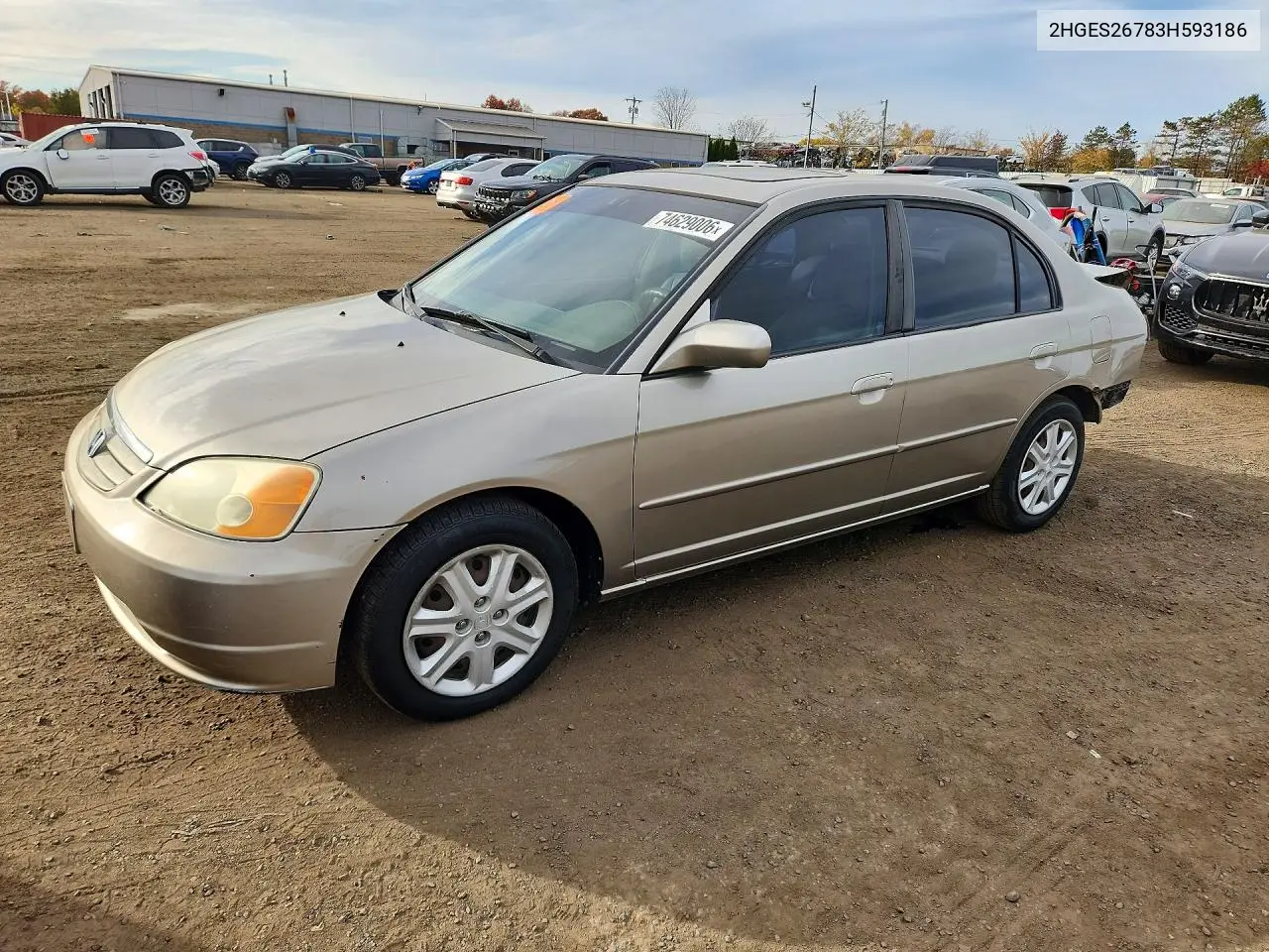 HONDA CIVIC 2003, VIN 2HGES26783H593186
