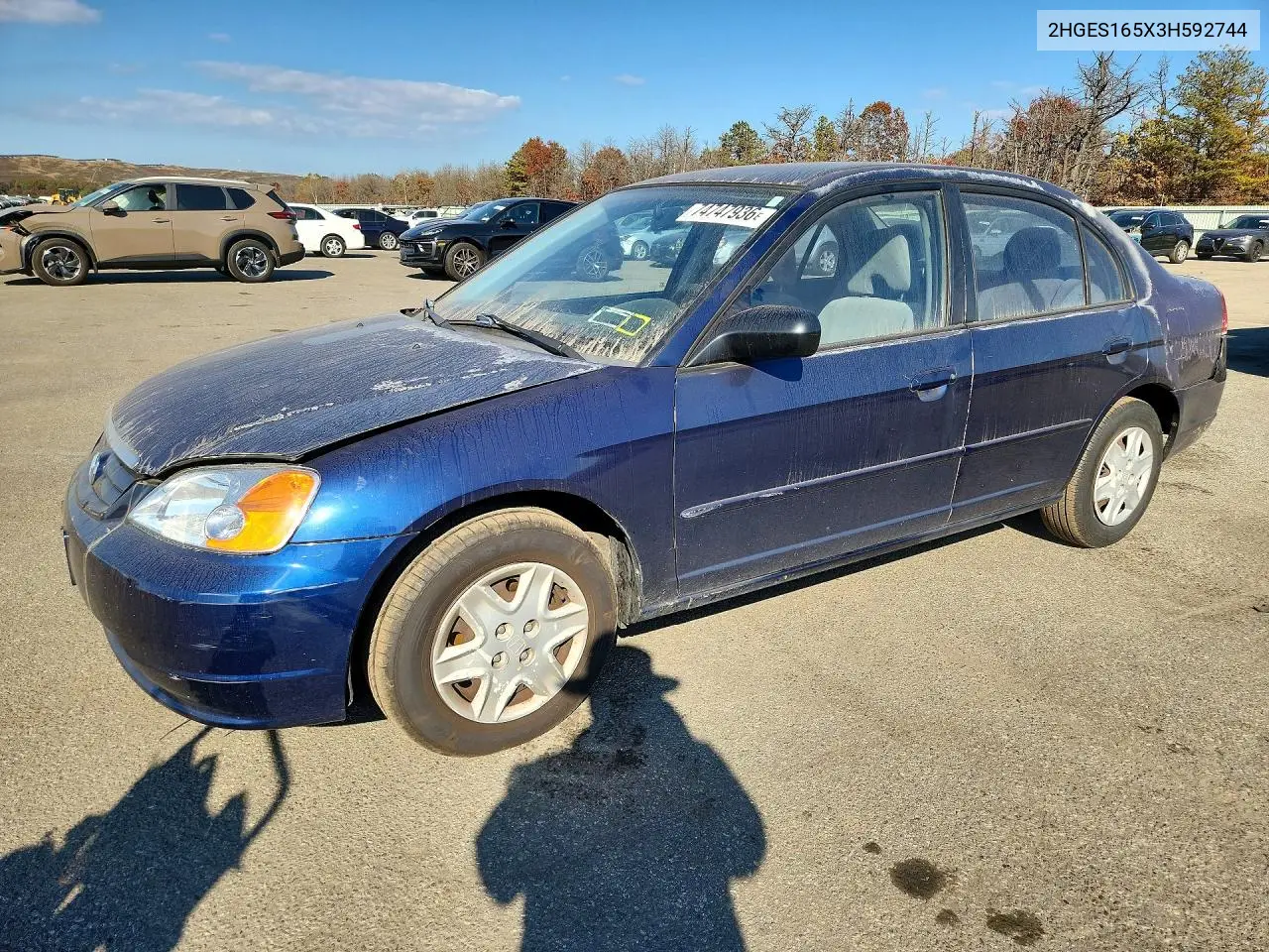 HONDA CIVIC 2003, VIN 2HGES165X3H592744