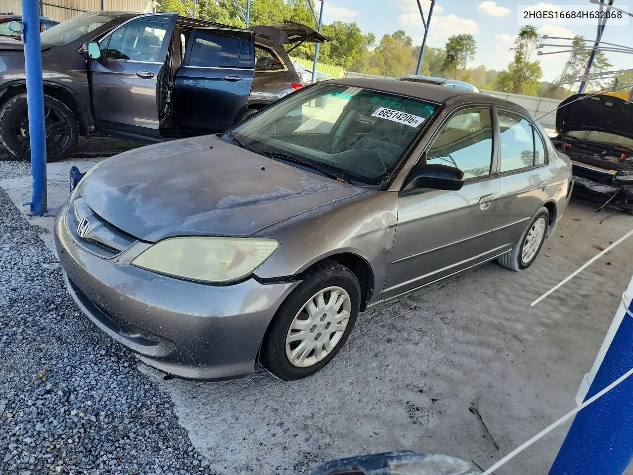 HONDA CIVIC 2004, VIN 2HGES16684H632068