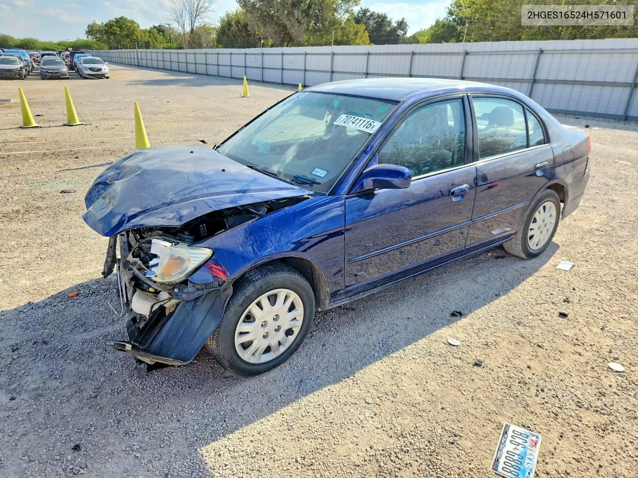 HONDA CIVIC 2004, VIN 2HGES16524H571601