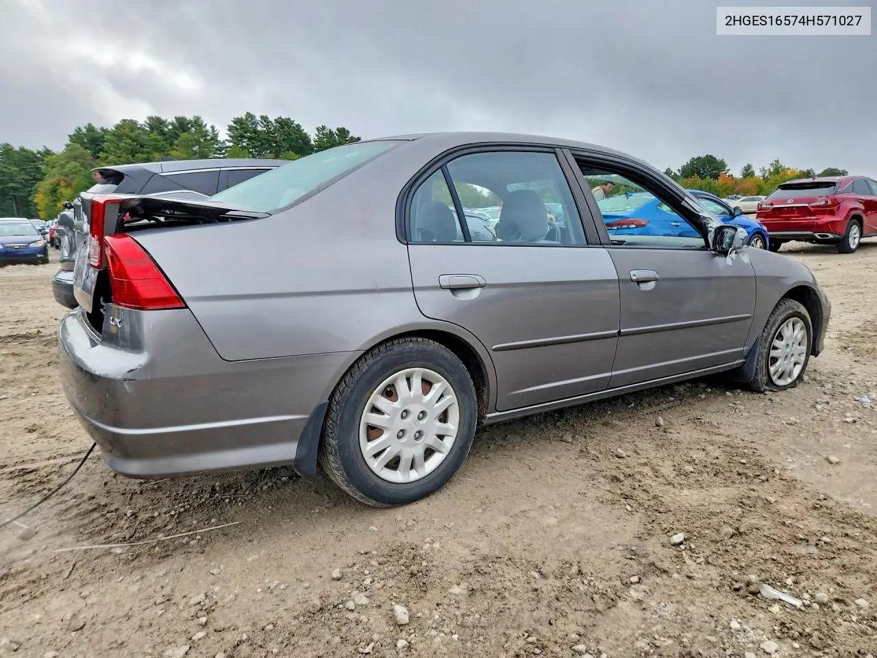 2004 HONDA CIVIC VIN 2HGES16574H571027 — фото 3