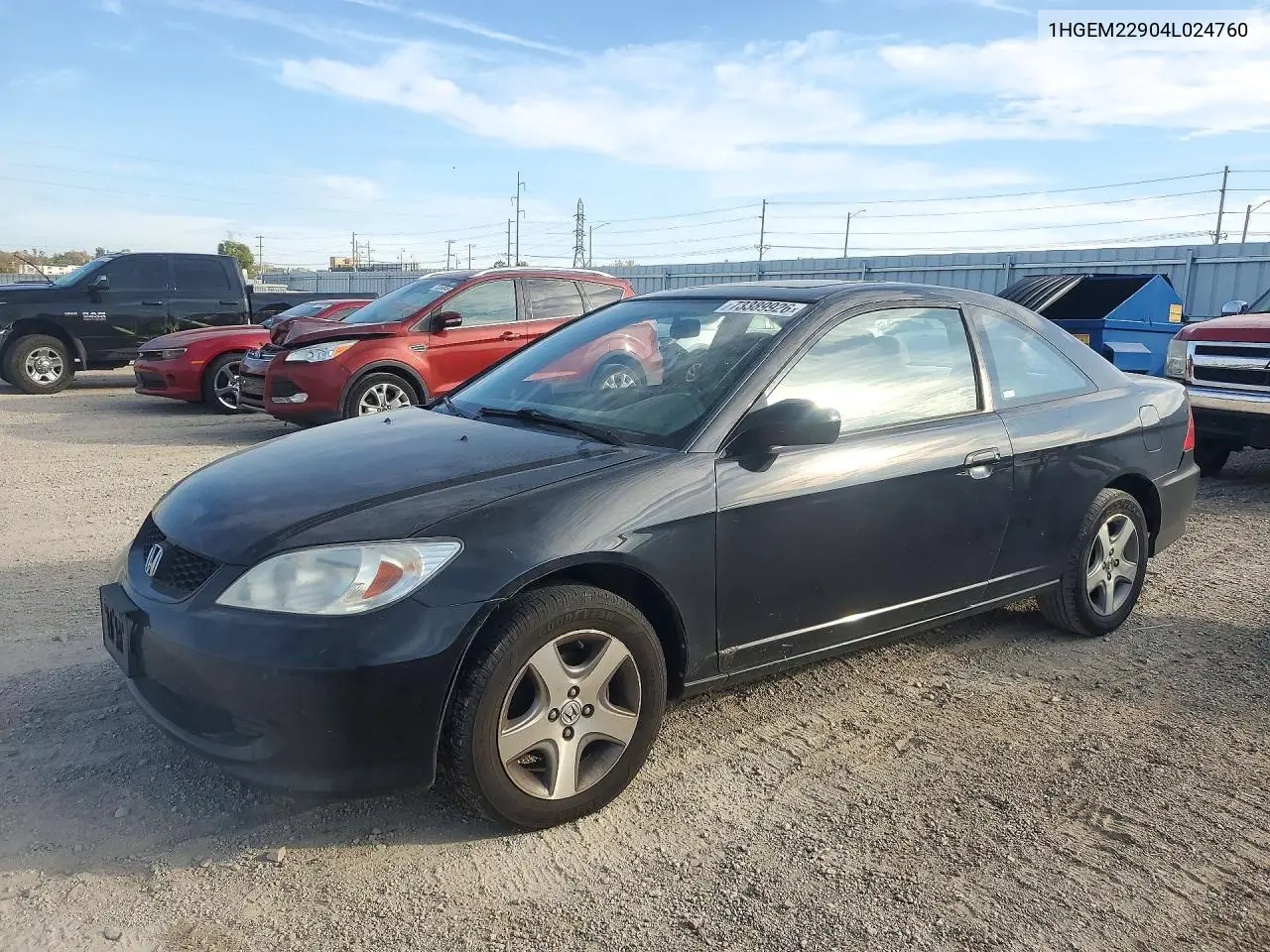 HONDA CIVIC 2004, VIN 1HGEM22904L024760