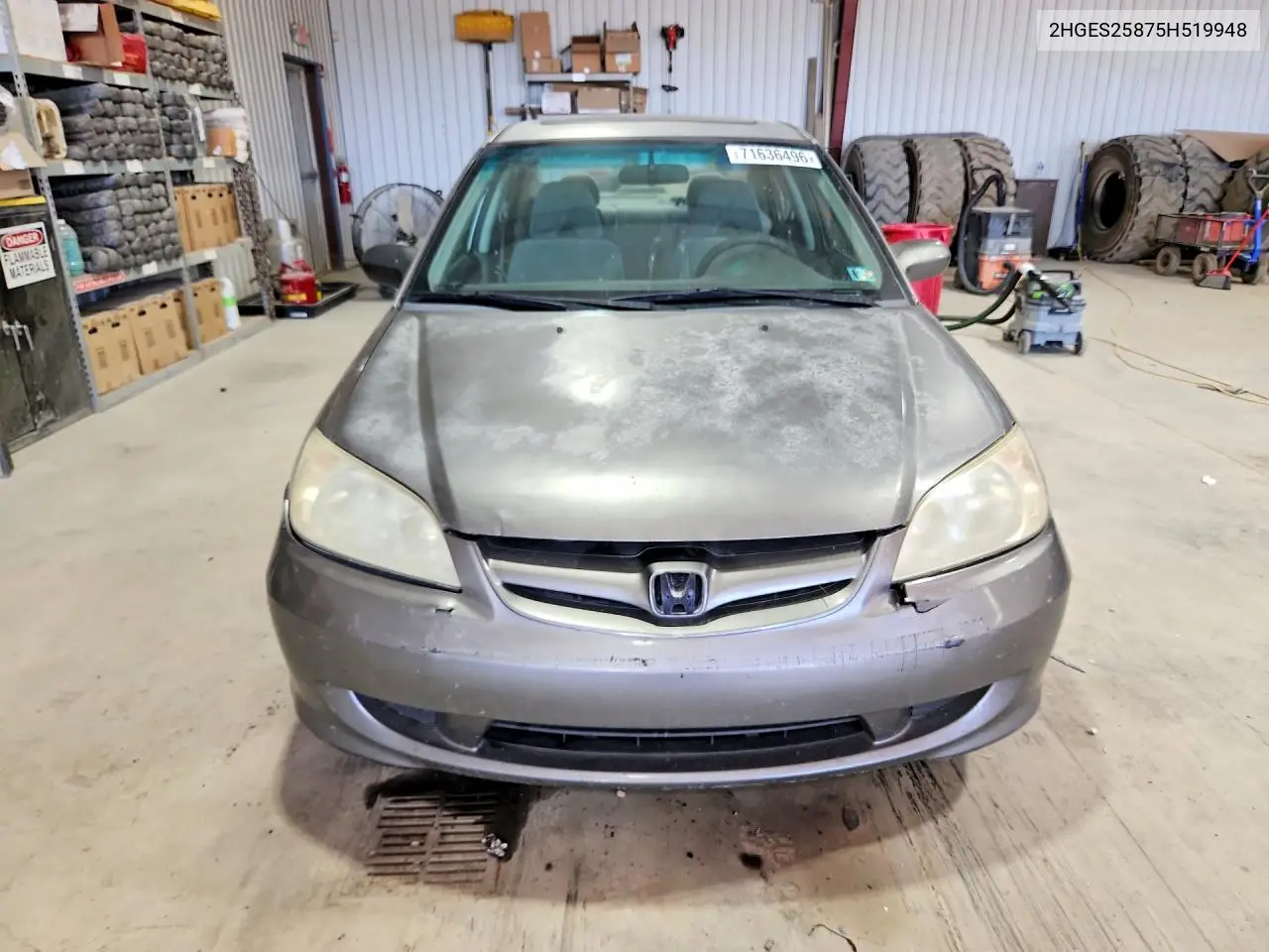 2005 HONDA CIVIC VIN 2HGES25875H519948 — фото 5