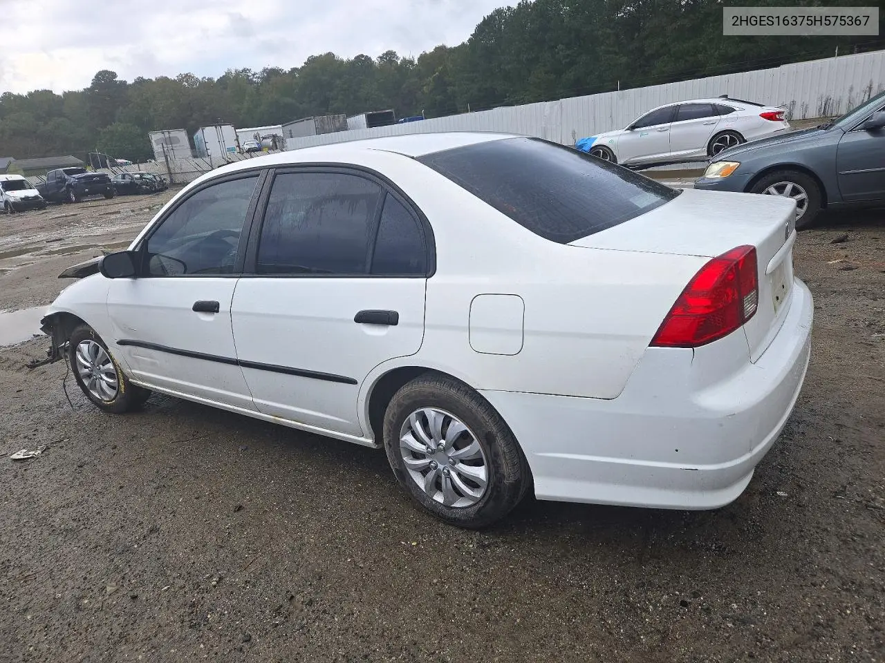 2005 HONDA CIVIC VIN 2HGES16375H575367 — фото 2