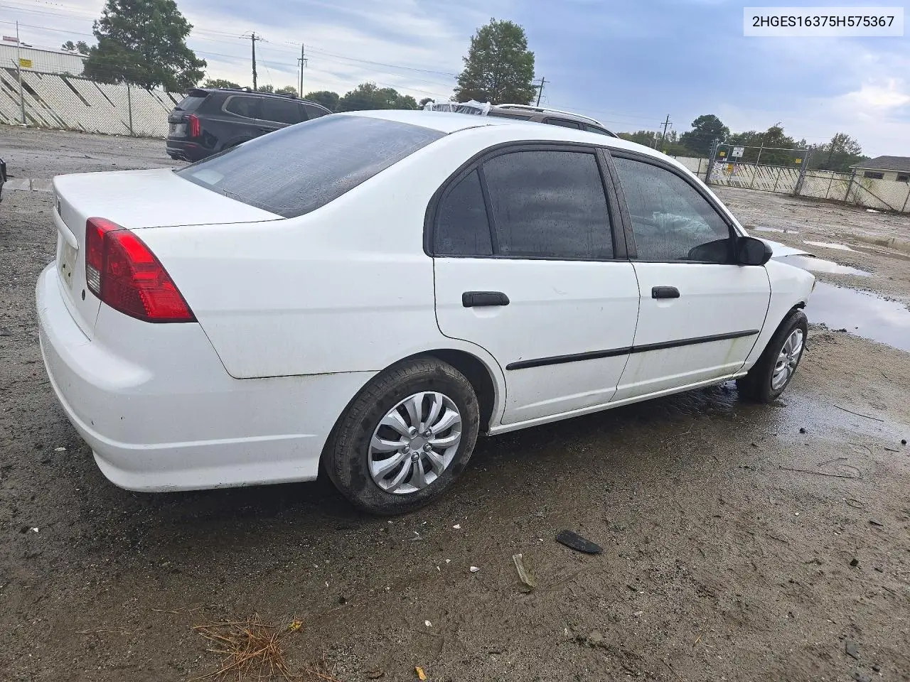 2005 HONDA CIVIC VIN 2HGES16375H575367 — фото 3