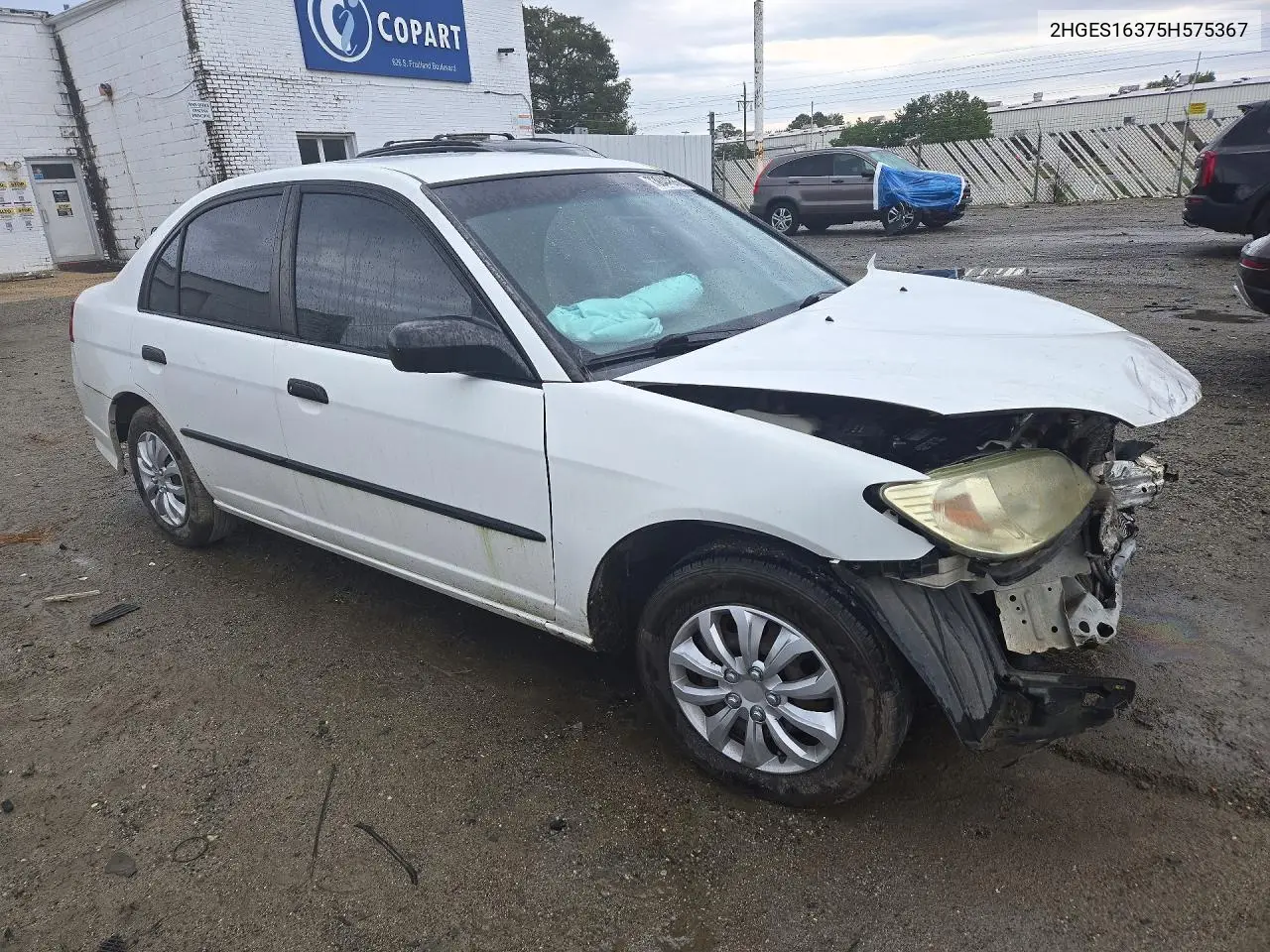 2005 HONDA CIVIC VIN 2HGES16375H575367 — фото 4
