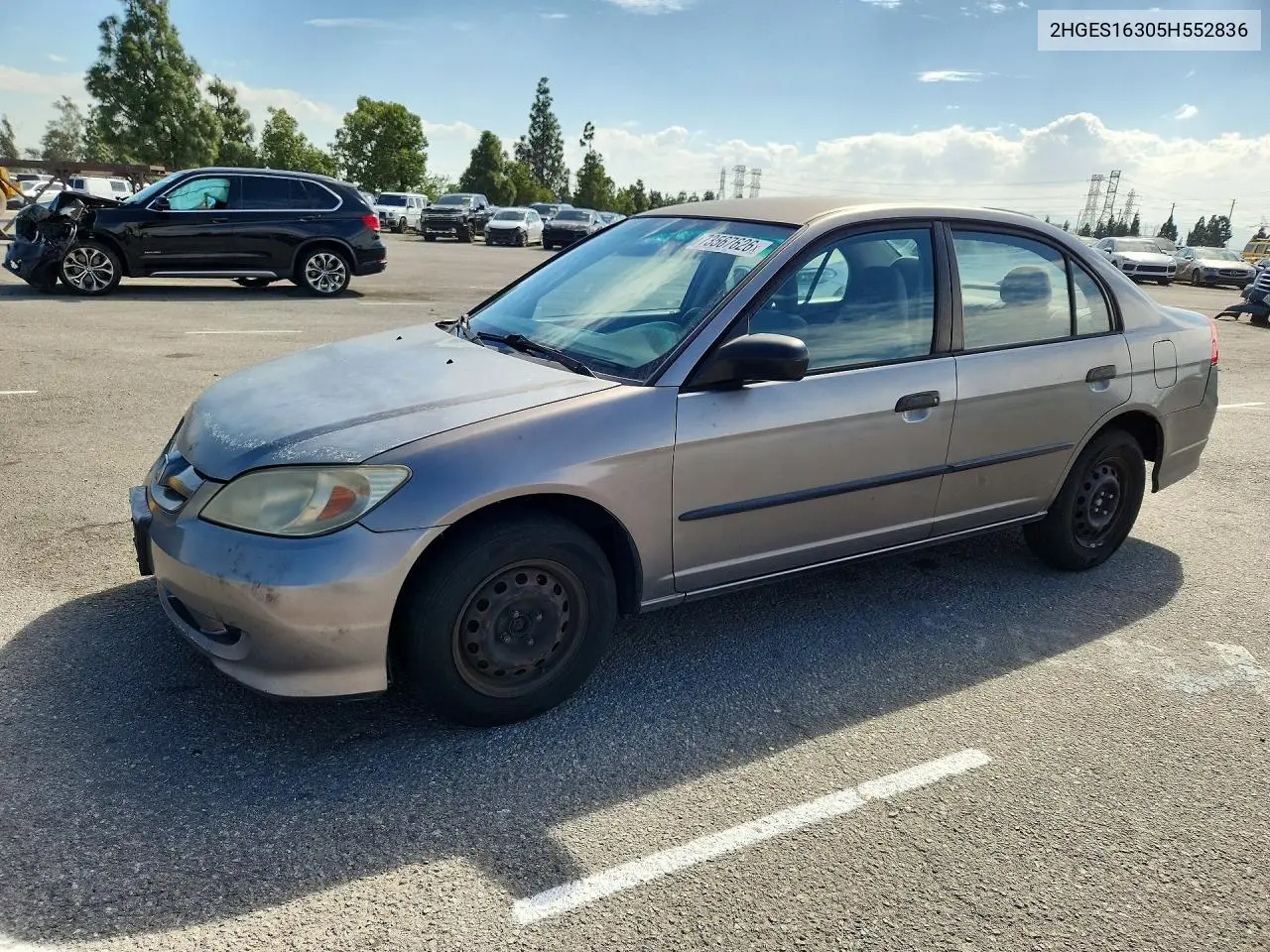 HONDA CIVIC 2005, VIN 2HGES16305H552836