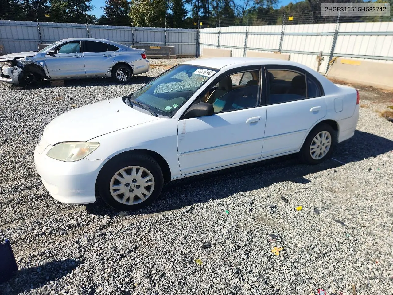 HONDA CIVIC 2005, VIN 2HGES16515H583742