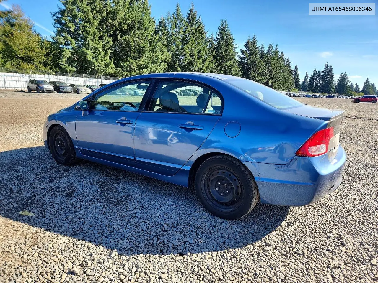 2006 HONDA CIVIC VIN JHMFA16546S006346 — фото 2