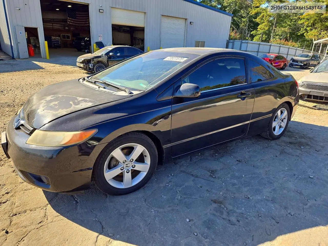 HONDA CIVIC 2006, VIN 2HGFG128X6H543148