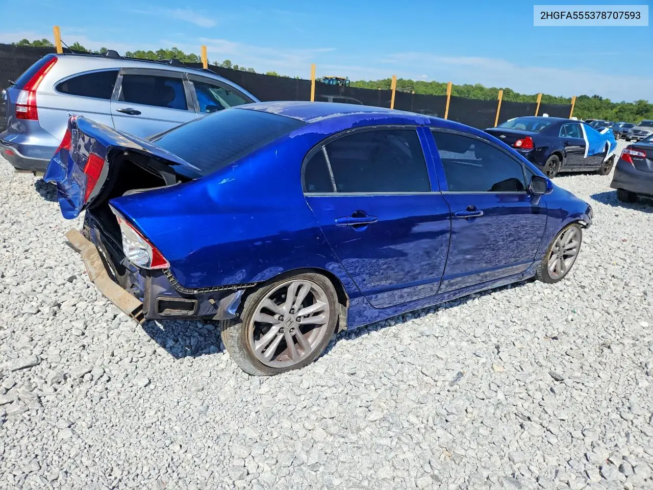 2007 HONDA CIVIC VIN 2HGFA555378707593 — фото 3