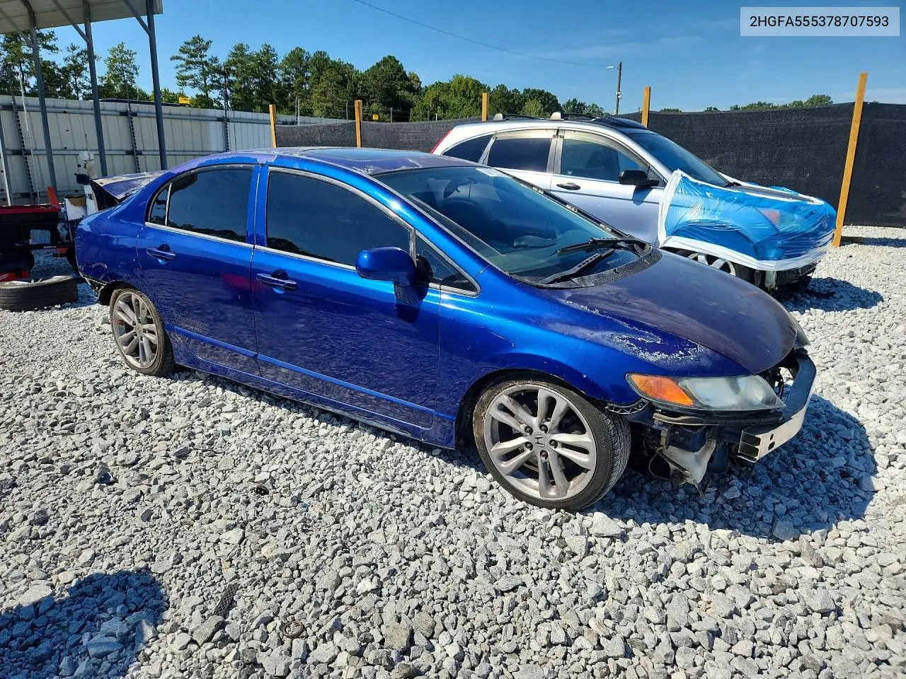 2007 HONDA CIVIC VIN 2HGFA555378707593 — фото 4